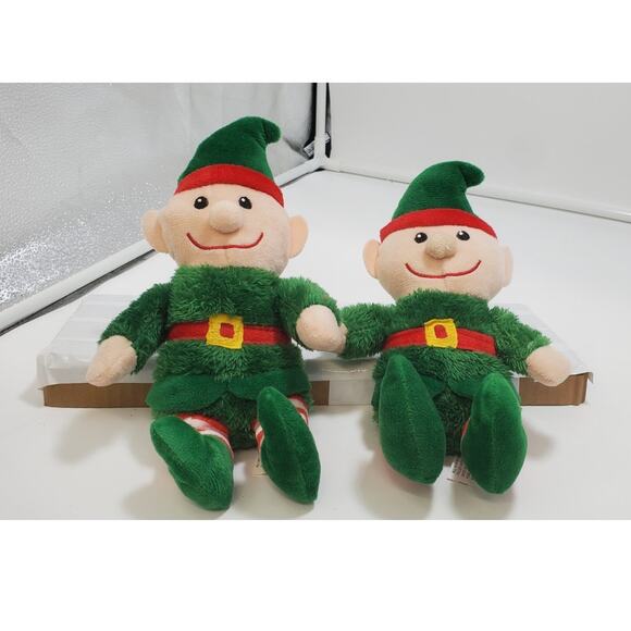 Greenbrier International Christmas Elves, Authentic Collectible Plush Lot Of 2 - Picture 1 of 4